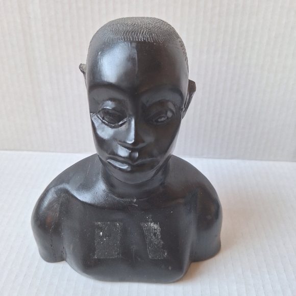 Antique Set of 2 Hand Carved Ebony Wood African Tribal Bust - Picture 7 of 12